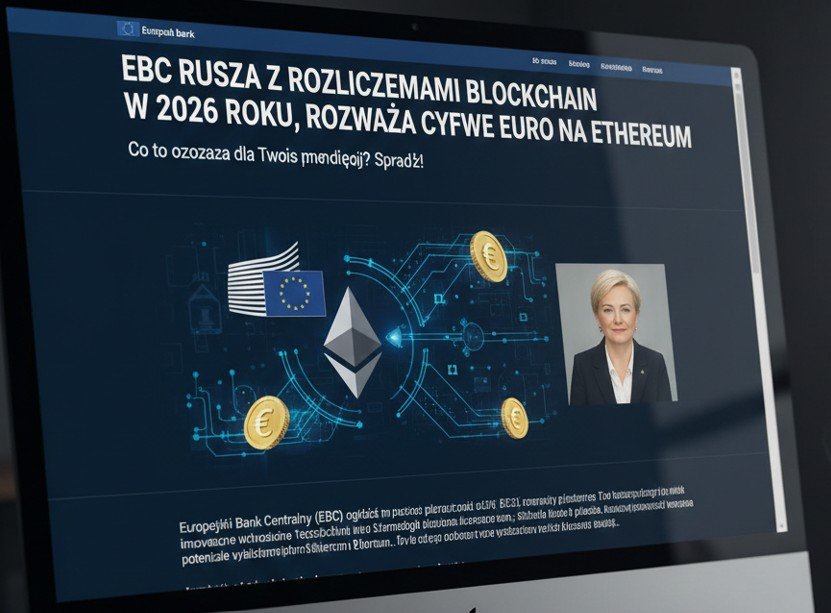 cyfrowe euro blockchain EBC 2026 – logo euro na tle technologii blockchain
