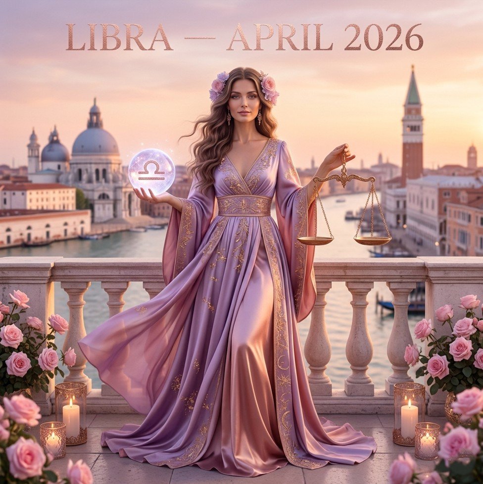 Libra horoscope April 2026: Full Moon in Libra on April 1, 4-planet stellium in your 7th house & Jupiter in career. Deep partnership shifts. Full monthly forecast.