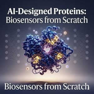 AI-designed proteins binding to cortisol and drug molecules in a cinematic 3D molecular visualization