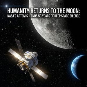 Artemis II moon mission 2026 — NASA Orion spacecraft orbiting the Moon with four astronauts aboard