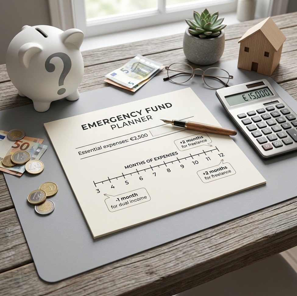 Personalised emergency fund worksheet with risk factors adjusting the target
