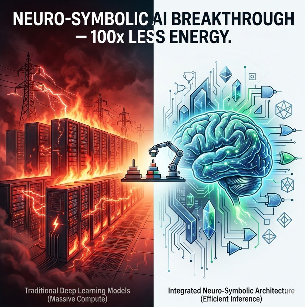 Neuro‑symbolic AI breakthrough comparison energy efficient AI vs conventional data center