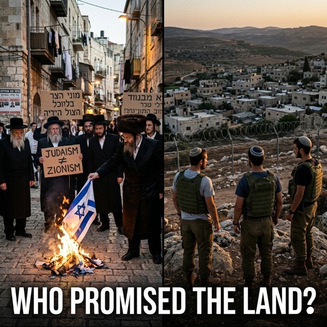 Neturei Karta burn Israeli flag Jerusalem April 2026 — West Bank settlers Palestinian displacement