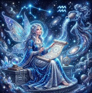 Fairy Astrola Aquarius horoscope June 2026 — cosmic illustration with water bearer zodiac symbol and stars