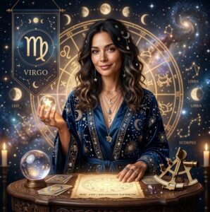 Fairy Astrola Virgo half-year horoscope July–December 2026 — cosmic illustration with zodiac symbol and stars