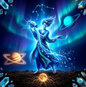Fairy Astrola Aquarius horoscope July 2026 — cosmic illustration with zodiac symbol and stars