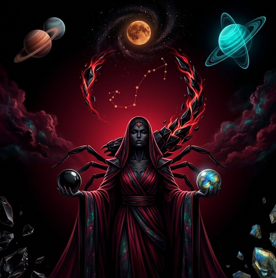Fairy Astrola Scorpio horoscope July 2026 — cosmic illustration with zodiac symbol and stars
