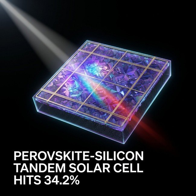 Perovskite-silicon tandem solar cell achieving record 34.2% efficiency with NREL certification